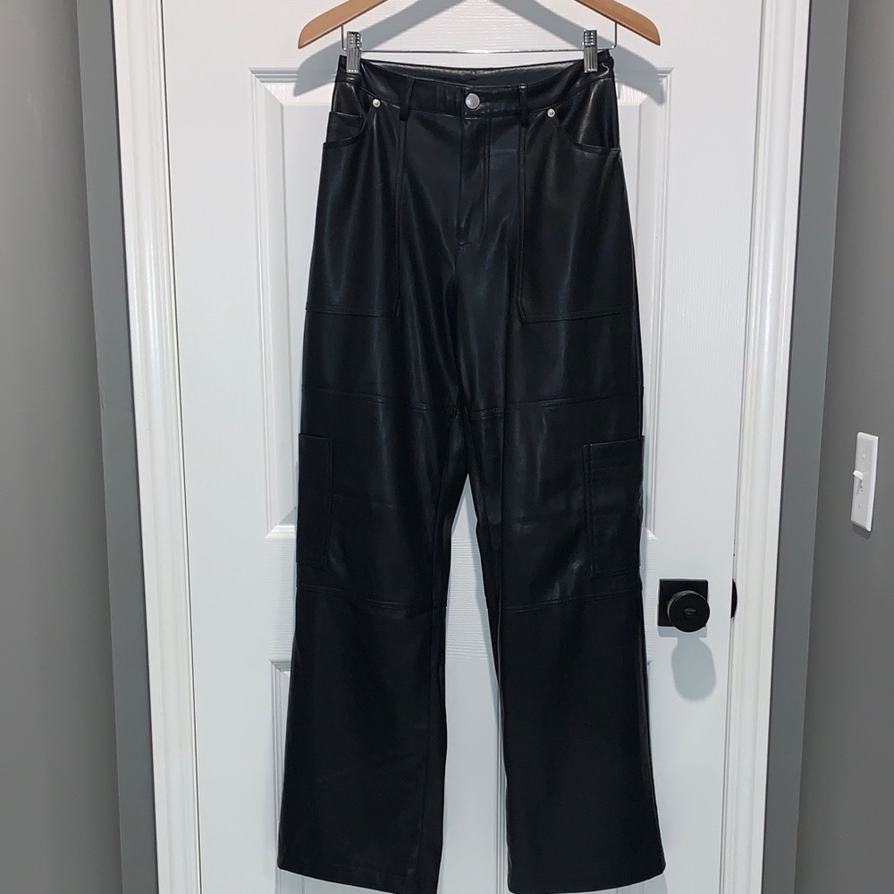 Avec Les Filles Black Faux Leather Pants